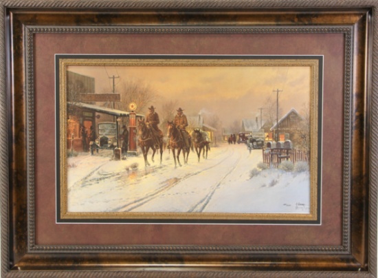 G. HARVEY "ONLY WORKING HORSEBACK" LITHOGRAPH