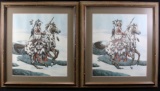 PAIR OF BEV DOOLITTLE NATIVE AMERICANS ON HORSES