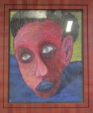 MAN'S FACE ACRYLIC ON PAPER, 1987