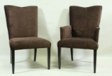 LOT OF SIX BROWN VELVET VELOUR DINING CHAIRS