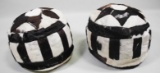 PAIR OF NATURAL ZEBRA HIDE OTTOMANS