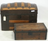 LOT OF TWO WOODEN TRUNKS