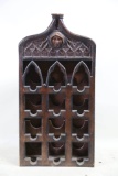 VINTAGE GOTHIC STYLE WOODEN WINE BOTTLE RACK