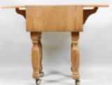PINE CHOPPING BLOCK W/ TWO DROP LEAVES ON CASTERS