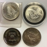 SET OF FOUR - ONE TROY OZ SILVER COINS (4OZ TOTAL)