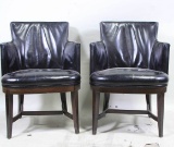 LOT OF FOUR BLACK LEATHER ARMCHAIRS