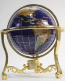 WORLD GLOBE INLAID WITH SEMI-PRECIOUS STONE