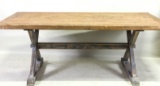 DISTRESSED PINE DINING TRESTLE TABLE