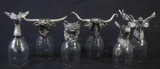 SET OF SIX SMALL ANIMAL WINE GOBLETS