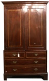 CIRCA 1880's GEORGIAN STYLE MAHOGANY LINEN PRESS