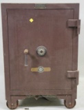ANTIQUE VICTOR STEEL SAFE ON CASTERS