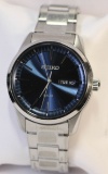 SEIKO SOLAR ESSENTIAL 40MM V158 BLUE DAY/DATE WATC
