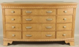 CONTEMPORARY BLONDE WOOD DRESSER WITH TWELVE DRAWE