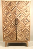CONTEMPORARY CARVED GEOMETRIC FACE CABINET