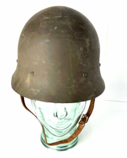WWII CZECH M32 HELMET WITH LINER & CHIN STRAP