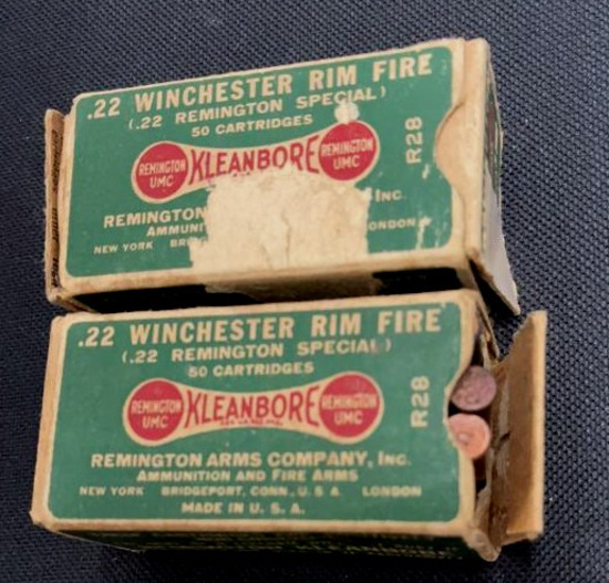 2 BOXES/50 REMINGTON .22 WIN. RIM FIRE MODEL 1890