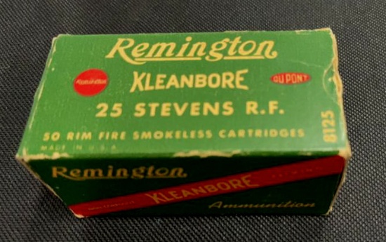 BOX/30 VINTAGE REMINGTON 25 STEVENS RIM FIRE