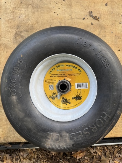(1) NEW HORSESHOE FLAT-FREE 13X6.50-6 WHEEL & TIRE