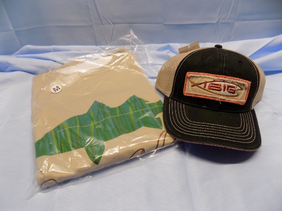 LONG SLEEVE PERFORMANCE T & CAP TAN/BLACK LARGE