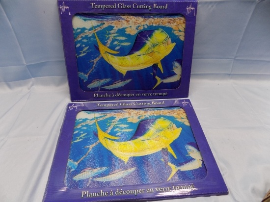 TWO GUY HARVEY TEMPERED GLASS CUTTING BOARDS