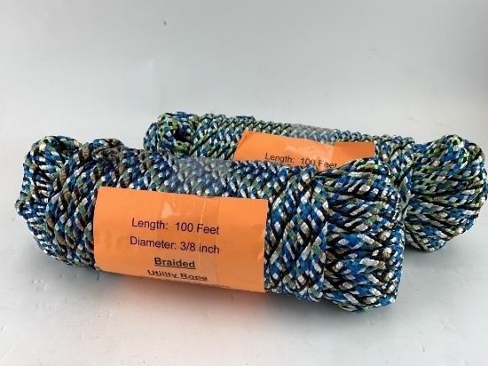 LOT (2) BRAIDED ROPE 100' LONG 3/8 DIAMETER