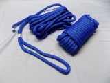 TWO 1/2 X 30FT NYLON DOUBLE BRAID DOCK LINES BLUE