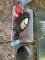 MISC LOT WHEEL, GREASE GUN, ROLL METAL, ETC