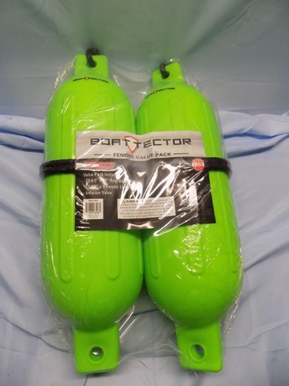 Two Green Boat Fenders With Lines