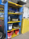 Adjustable Shelving Unit w/ Contents of Oil Drain Pans