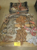 Lot of Chains, Lifting Cables, & Chain Tensioners