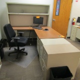 Office Furniture (1) L-Shaped Desk, (1) Chair & (1) 2-,Drawer Filing Cabine