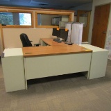 Office Furniture (2) Desks, (1) Chair, (1) 2-Drawer Filing Cabinet, & (1) 2