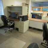 Office Furniture (2) Desks, (2) Rolling Office Chairs, (1) File Shelf, & (1