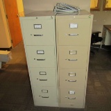Office Furniture (2) Desks, (1) Rolling Office Chair, & (2) 4-Drawer Filing