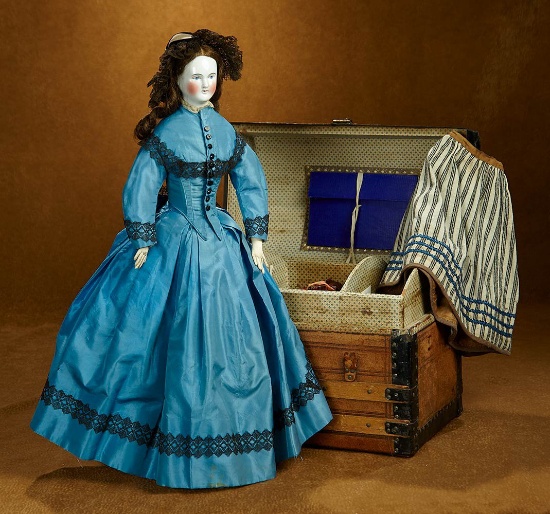 Miss Annie Kelley's Porcelain Lady Doll with Trousseau and Provenance 12,000/18,000