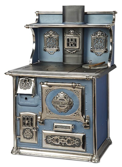 Rare American Blue Enamel Ware and Nickel Stove "Quick Meal" 1200/1500