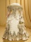 Extraordinary ivory silk costume with miniature pearl decorations for 24