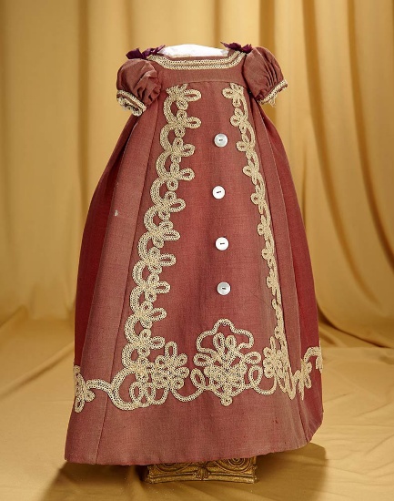 Linen Gown with handmade soutache for early child doll. $400/600