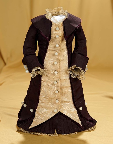 Lovely French Silk Dress for 18"-20" Bebe of the 1882 era. $400/600