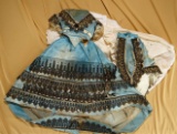 Early blue silk lady's gown with original matching undergarments. $400/500