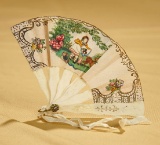 19th century folding fan for small bebe with hand-painted scene. $200/300