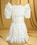 French muslin chemise for Bebe Jumeau with blue flower pattern, for size 14/15. $300/500