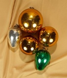 Lot of five German glass kugel Christmas ornaments. $200/300