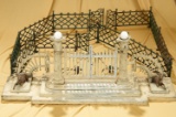 Wonderful wooden Putz village gate with a set of cast iron fencing. $300/400