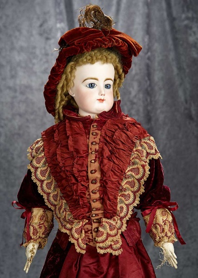 29" Grand French bisque poupee by Gaultier with elegant costume. $2200/2600
