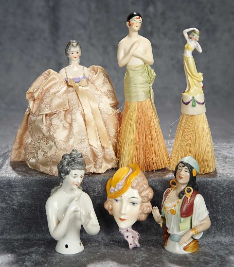Collection of German porcelain novelties and half dolls. $400/500
