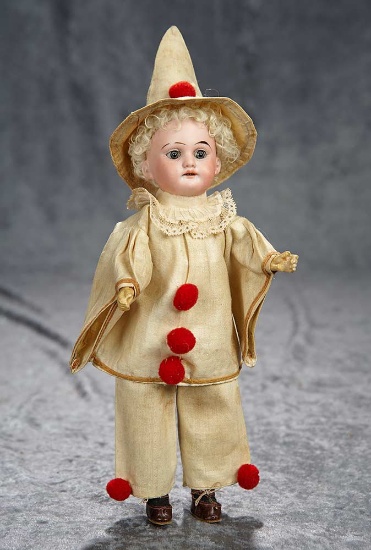 10" German bisque miniature doll, model 1894, by Marseille, in original jester costume. $300/400