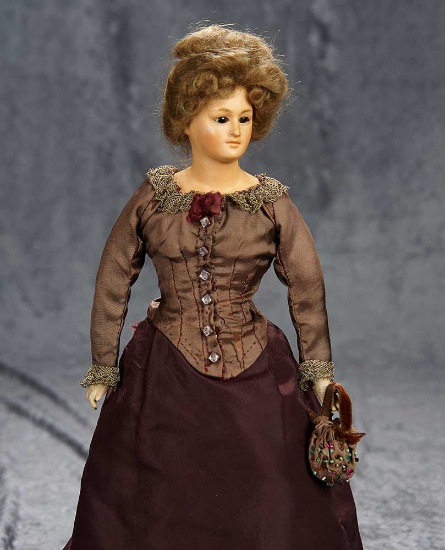 16" German paper  mache lady doll by Dressel with portrait like features. $400/600