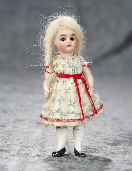 5" German all-bisque miniature doll with fancily painted shoes. $300/500