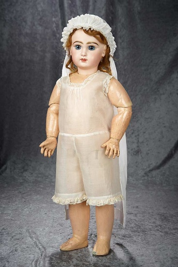 26" French bisque bebe by Emile Jumeau, size 11 with original signed body. $1800/2400